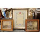 Various 19th century portrait prints of eminent gentleman, a watercolour and illuminated  '