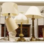Brass corinthian column table lamp and three further table lamps (4)