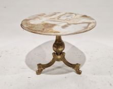 Circular marble-topped occasional table with brass tripod base, 47cm high x 60cm diameter