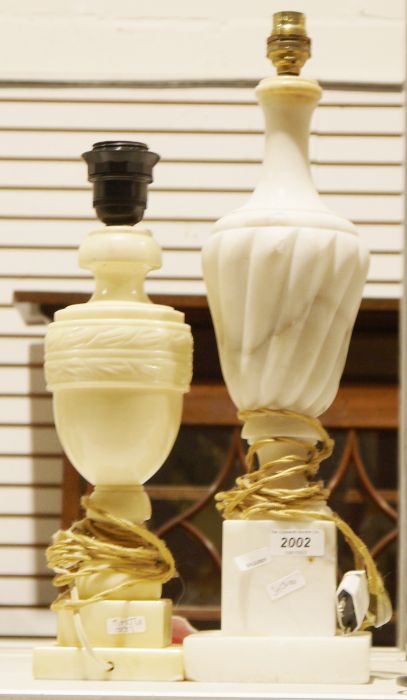 Marble table lamp of urn form and an alabaster table lamp (2)