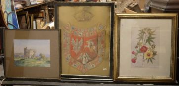 Quantity of 19th century and later framed prints and watercolours, to include a lithograph of
