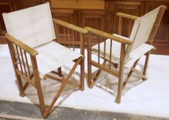 Set of four folding wooden and canvas directors chairs (4)