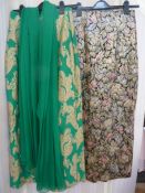 Vintage full length emerald green and gold brocade skirt, with a matching chiffon scarf, a vintage