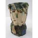 Amanda Popham, pottery vase "In the Kind Embrace of Night", two small figures embracing two half-