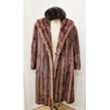 A vintage brown mink coat labelled "De Bella fashion perfect furs", with a dark mink hat (2)