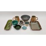 Collection of studio pottery to include an Eric & Meira Stockl studio pottery bowl, wax resist