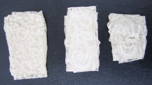 Length of antique bobbin lace, probably Milanese, scroll design, 104cm long x 5.5cm deep approx.,