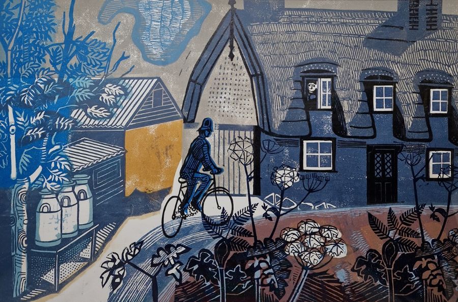 Edward Bawden RA (1903-1989) Linocut in colours on paper "The Road to Thaxted", artist's proof, - Image 6 of 10