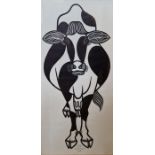 After Jacques Hnizdovsky (1915-1985)  Woodcut on paper  "Cow", titled, signed and dated 1978 in
