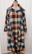 A 1970's oversized check wool coat labelled "Lee Bender at Bustop" size 14 with detailed cuffs