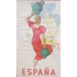 Two framed and glazed vintage Spanish travel posters, the first after Delpy, with a castellated