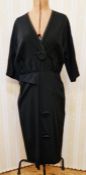Three vintage 1940's/50's black dresses, one with large button details, black chiffon beaded