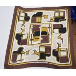 Vintage Hermes silk scarf 'Les Coupes' designed by F. de la Perriere, rolled edges, tiny hole by the