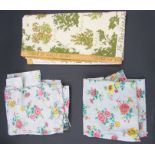 Small collection of single curtains in vintage fabric, variously floral printed, cretonne, Warner '