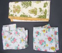 Small collection of single curtains in vintage fabric, variously floral printed, cretonne, Warner '