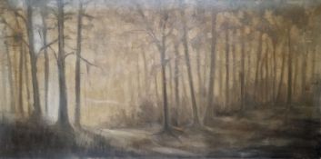 Robert Von Neumann  Oil on canvas "Marin Morning", sunlight through trees, labelled verso, 60cm x