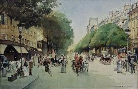 Peter Ashmore "The Paris, Boulevard des Italiens 1889 after Grand Jean", signed, label verso with