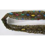 Vintage Czech gilt metal belt with glass jewelled decoration, a double-gilt metal clasp similarly