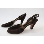 Various 1940's and 50's vintage shoes, to include black suede peep-toe, grey leather peep-toe marked