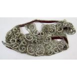 1920's paste and faux-pearl decorated head piece on silver net with silver-coloured thread, with