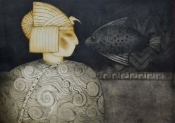 After Mary Rose O'Neill (b.1961)  Aquatint and etching on paper "At Last a Fish", titled, signed and