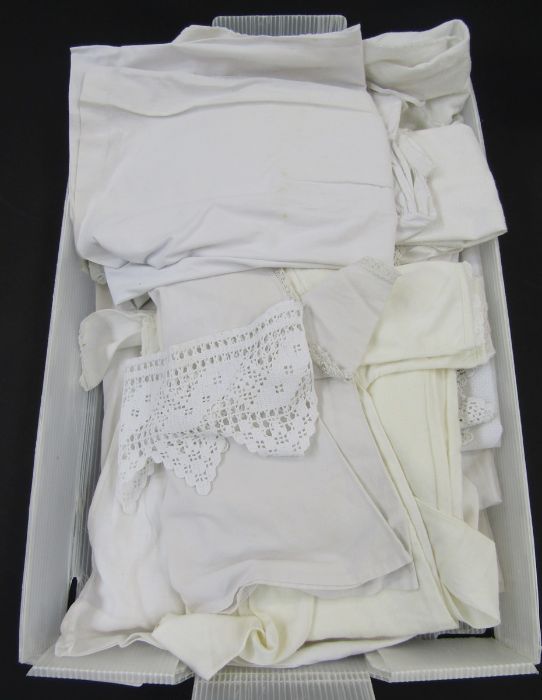 Assorted silk and cotton babygowns, lace trimmed, crocheted, woollen blankets, sheets, crocheted - Image 6 of 6