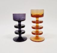 Wedgwood "Sheringham" glass candlestick designed by Ronald Stennett-Wilson, with three rings, in