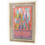 Joan Cleaver (20th Century), column embroidery, beadwork and applique textile, framed and glazed,