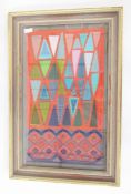 Joan Cleaver (20th Century), column embroidery, beadwork and applique textile, framed and glazed,