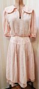 An Anna Belinda Oxford pink chiffon dress, embroidered drop waist button loop fastening to the