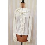 1970's/80's Mexicana pintucked and lace detail blouse with full-length sleeves trimmed with lace,