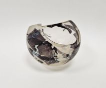 Jane Charles (contemporary) spherical kiln fired glass bowl with purple panel and white swirl
