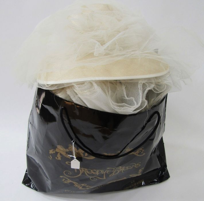 'Droopy and Brown' labelled cream slub silk strapless wedding dress with matching bolero top, - Image 11 of 13