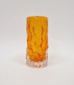 Whitefriars glass "Bark" vase in tangerine orange colourway, designed by Geoffrey Baxter, pattern