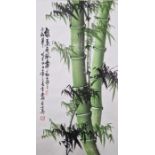 Japanese painting  On board Study of bamboo, 97cm x 52cm