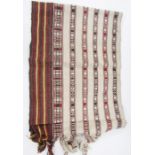 Collection of runners and wall hangings including two Bhutan runners woven with bold geometric