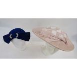 1950's vintage hats to include black net and velvet, blue velvet with diamante decorations