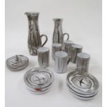 Mask Pottery (St Ives) part coffee-service, impressed marks, glazed in mottled white-grey with