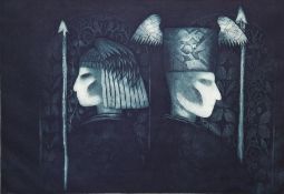 After Mary Rose O'Neill (b.1961)  Etching and aquatint on paper "Warriors", titled, signed and dated