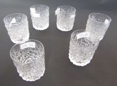 Set of six Whitefriars glass "Glacier" tumblers designed by Geoffrey Baxter, height 8cm