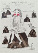 After Maggie Clyde (20th century)  Handcoloured print  "Eating a Pokey-Hat", signed, titled and