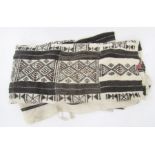 African Mali (Fulani) vintage wool wedding blanket, woven in cream, red and black with lozenge-