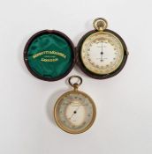 Negretti & Zambra brass pocket barometer, cased and another by L Casella (2)