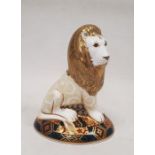 Royal Crown Derby bone china heraldic lion paperweight, designed by Louise Adams, limited edition