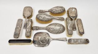 Collection of silver mounted dressing table related items, to include brushes of varying size and