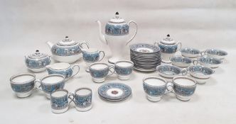 Wedgwood bone china Florentine Turquoise pattern part tea and coffee service, printed black and