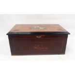 Victorian cylinder musical box in stained, inlaid and ebonised case decorated with flowers and