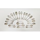 Large collection of assorted silver flatware, comprising mostly spoons, Georgian and later, gross