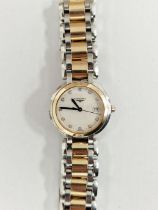Longines Primaluna lady's two-tone stainless steel and 18ct rose gold quartz wristwatch, the