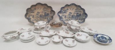 19th century Copeland pottery doll's tea service, printed with brown sprigs and loose bouquets,